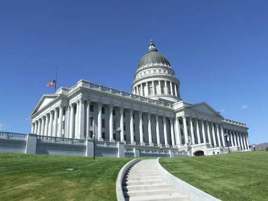The Utah State Capitol building on a clear day